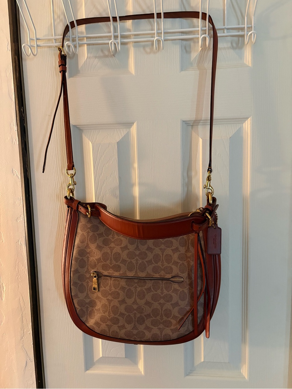 Coach Sutton Hobo Signature Beige and Brown